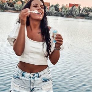 Zara embroidered crop top